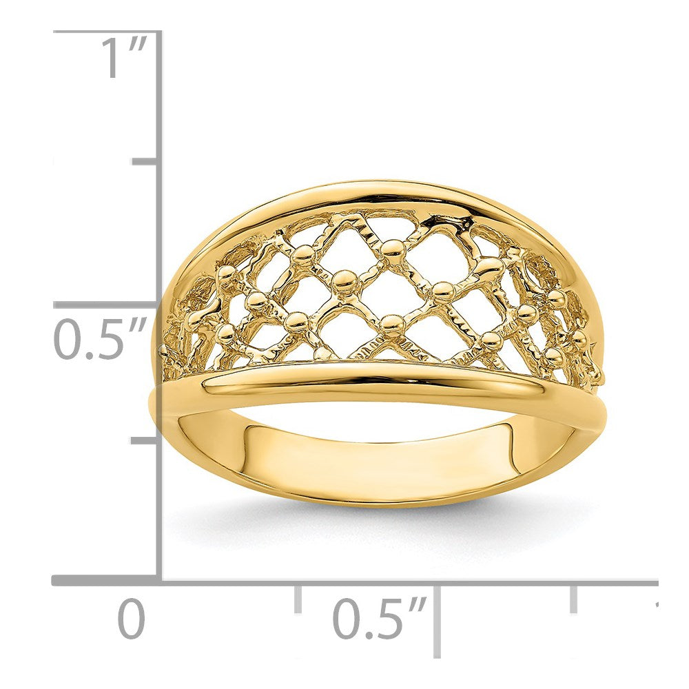14K Gelbgold Mesh-Ring, konisch verjüngter Ring