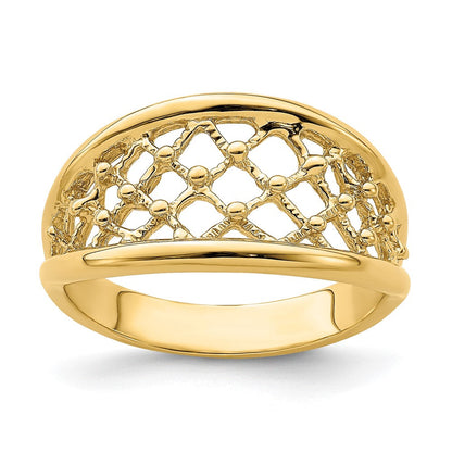 14K Gelbgold Mesh-Ring, konisch verjüngter Ring