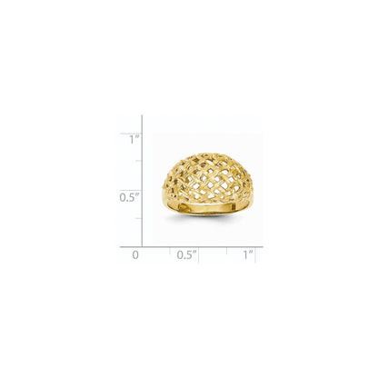 14K Gelbgold Ring im Korb-Diamantschliff-Stil mit Dome-Design