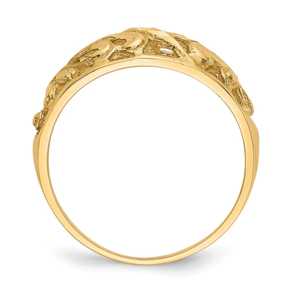 14K Gelbgold Ring mit Paisley-Muster, diamantgeschliffenem Design und Wölbung