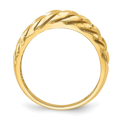 14K Gelbgold Ring mit offenem Schrägschliff und diamantgeschliffener Kuppel