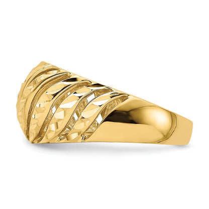 14K Gelbgold Ring mit offenem Schrägschliff und diamantgeschliffener Kuppel