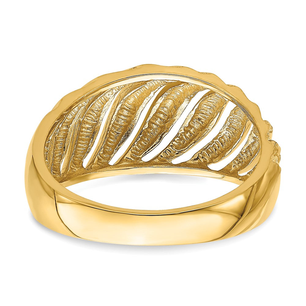 14K Gelbgold Ring mit offenem Schrägschliff und diamantgeschliffener Kuppel