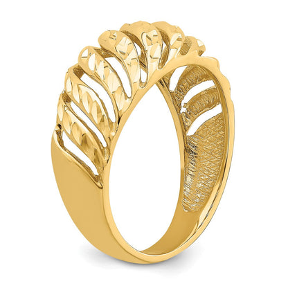14K Gelbgold Ring mit offenem Schrägschliff und diamantgeschliffener Kuppel