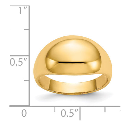 14K Gelbgold 10mm gewölbter, konisch verjüngter Zigarrenring