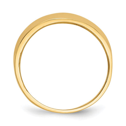 14K Gelbgold Ring mit geriffelten Kanten und Wölbung