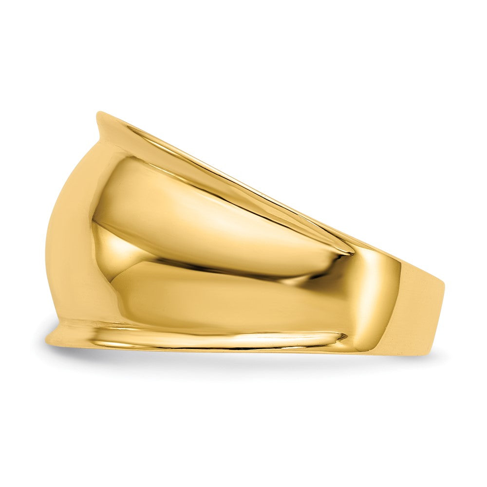 14K Gelbgold Ring mit geriffelten Kanten und Wölbung