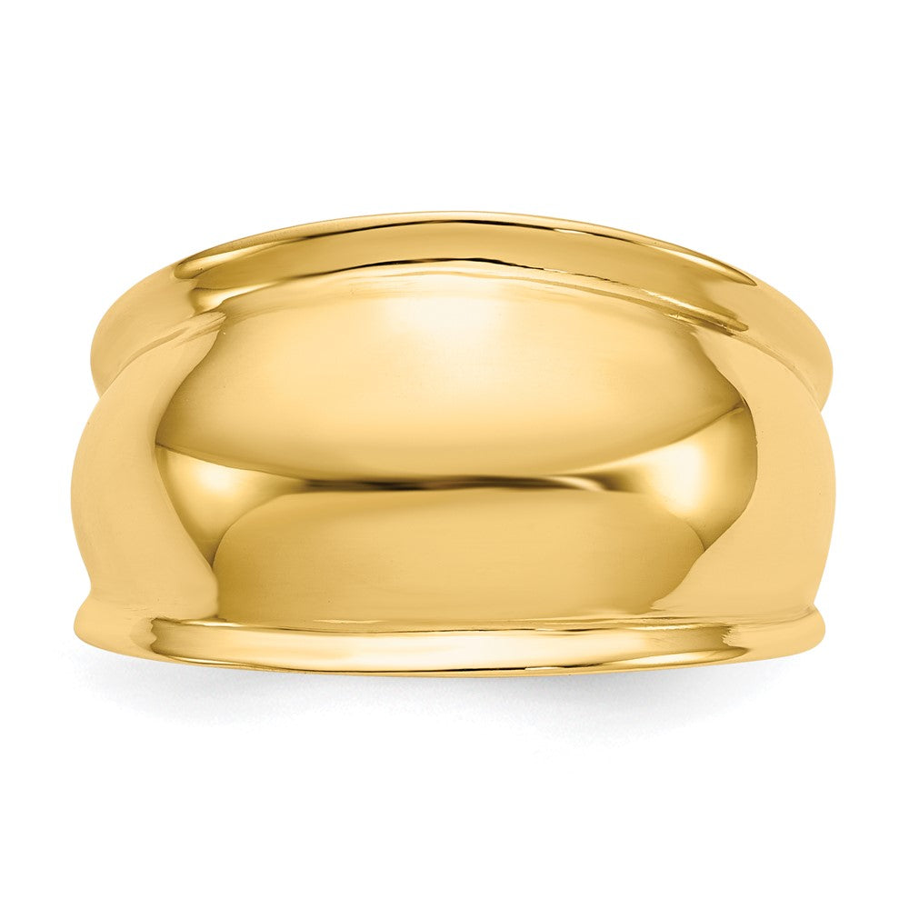 14K Gelbgold Ring mit geriffelten Kanten und Wölbung