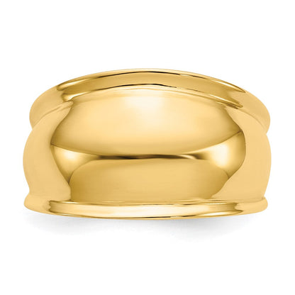 14K Gelbgold Ring mit geriffelten Kanten und Wölbung