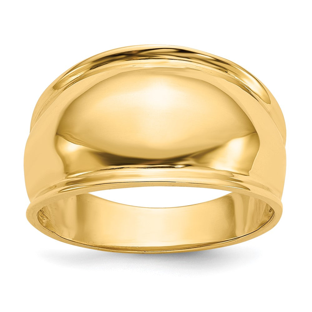 14K Gelbgold Ring mit geriffelten Kanten und Wölbung
