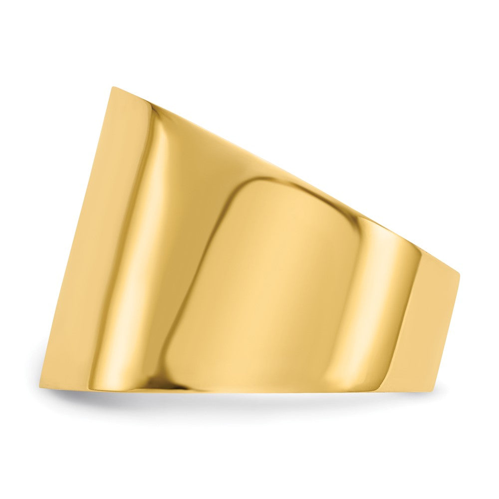 14K Gelbgold 15 mm Flach-Zigarrenring mit verjüngtem Verlauf