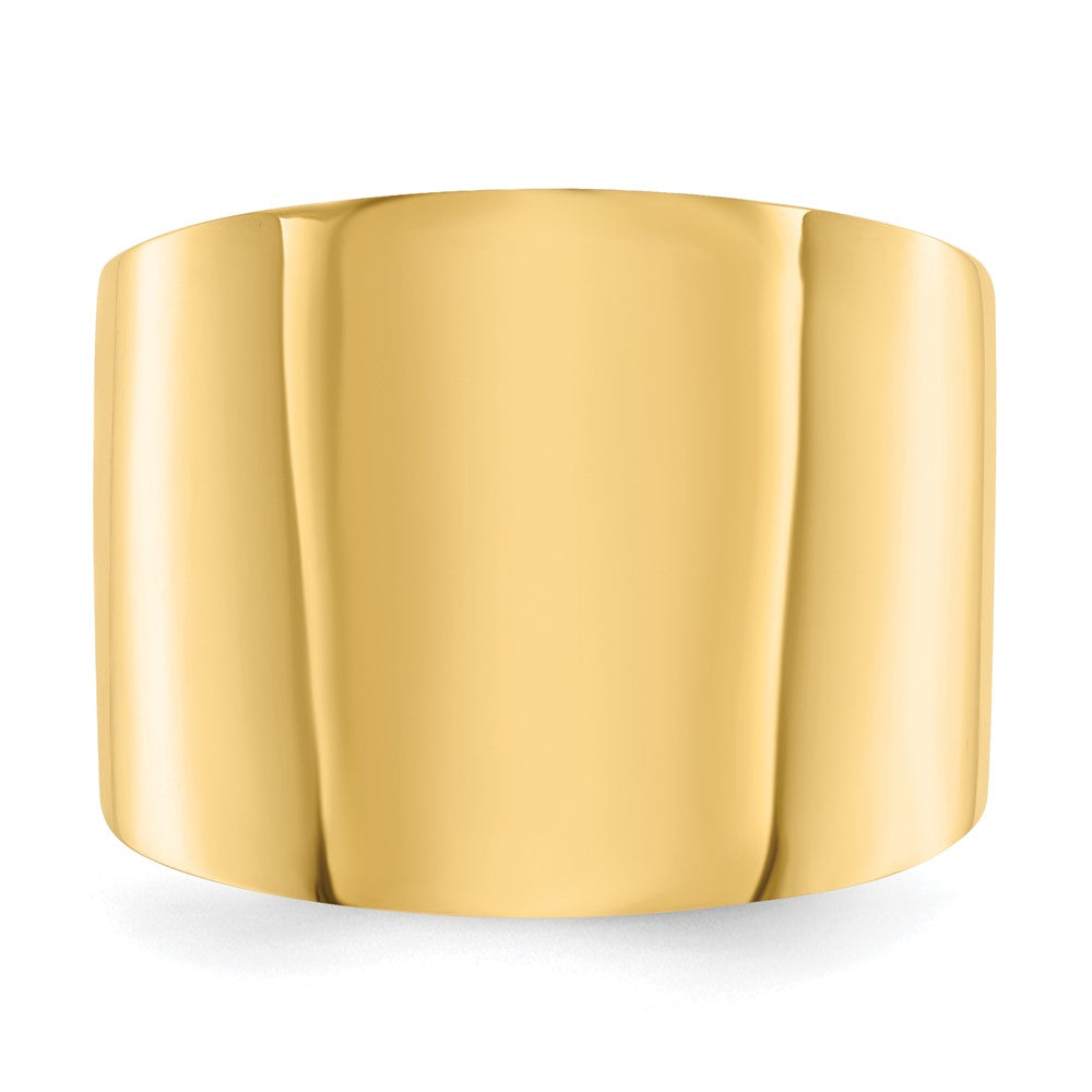 14K Gelbgold 15 mm Flach-Zigarrenring mit verjüngtem Verlauf