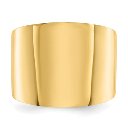 14K Gelbgold 15 mm Flach-Zigarrenring mit verjüngtem Verlauf