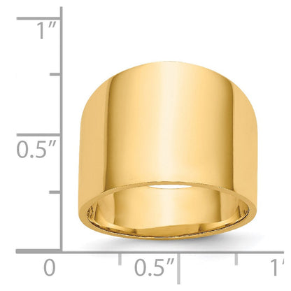 14K Gelbgold 15 mm Flach-Zigarrenring mit verjüngtem Verlauf