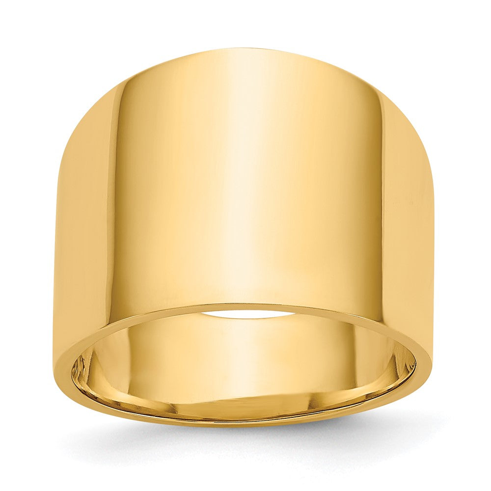 14K Gelbgold 15 mm Flach-Zigarrenring mit verjüngtem Verlauf