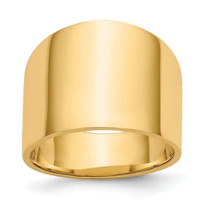 14K Gelbgold 15 mm Flach-Zigarrenring mit verjüngtem Verlauf