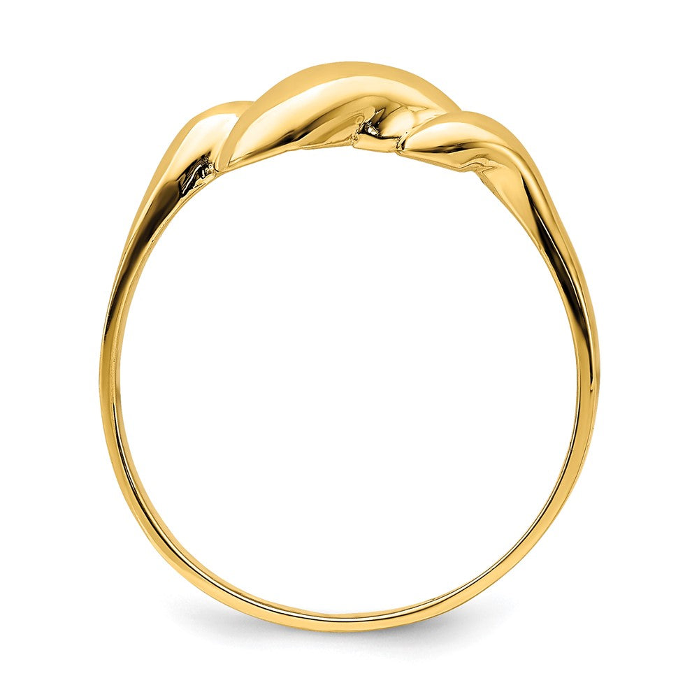 14K Gelbgold Ring mit gewelbter Oberseite und Locken-Design