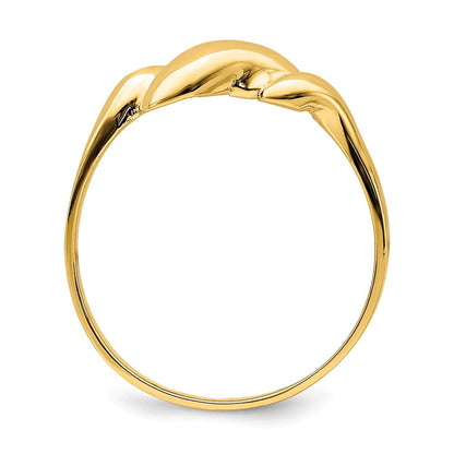 14K Gelbgold Ring mit gewelbter Oberseite und Locken-Design