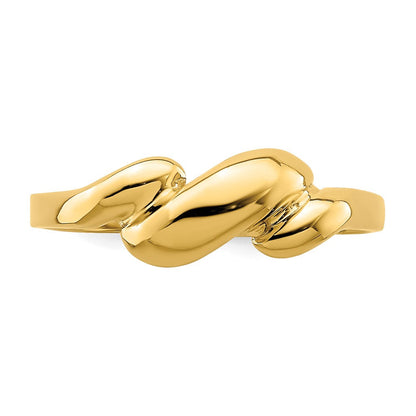 14K Gelbgold Ring mit gewelbter Oberseite und Locken-Design