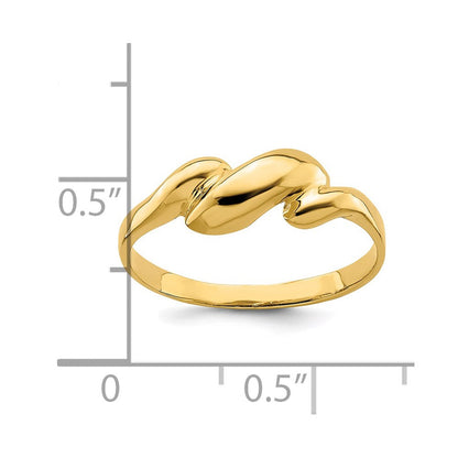 14K Gelbgold Ring mit gewelbter Oberseite und Locken-Design
