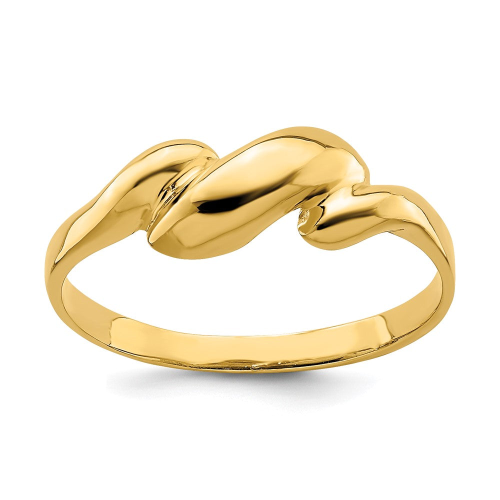 14K Gelbgold Ring mit gewelbter Oberseite und Locken-Design