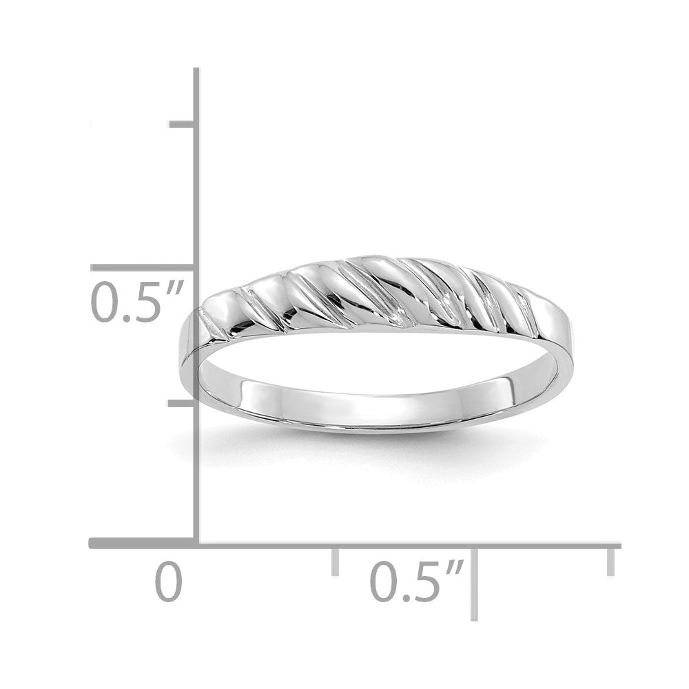 14K Weißgold Poliert Valley Kuppel Ring