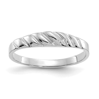 14K Weißgold Poliert Valley Kuppel Ring