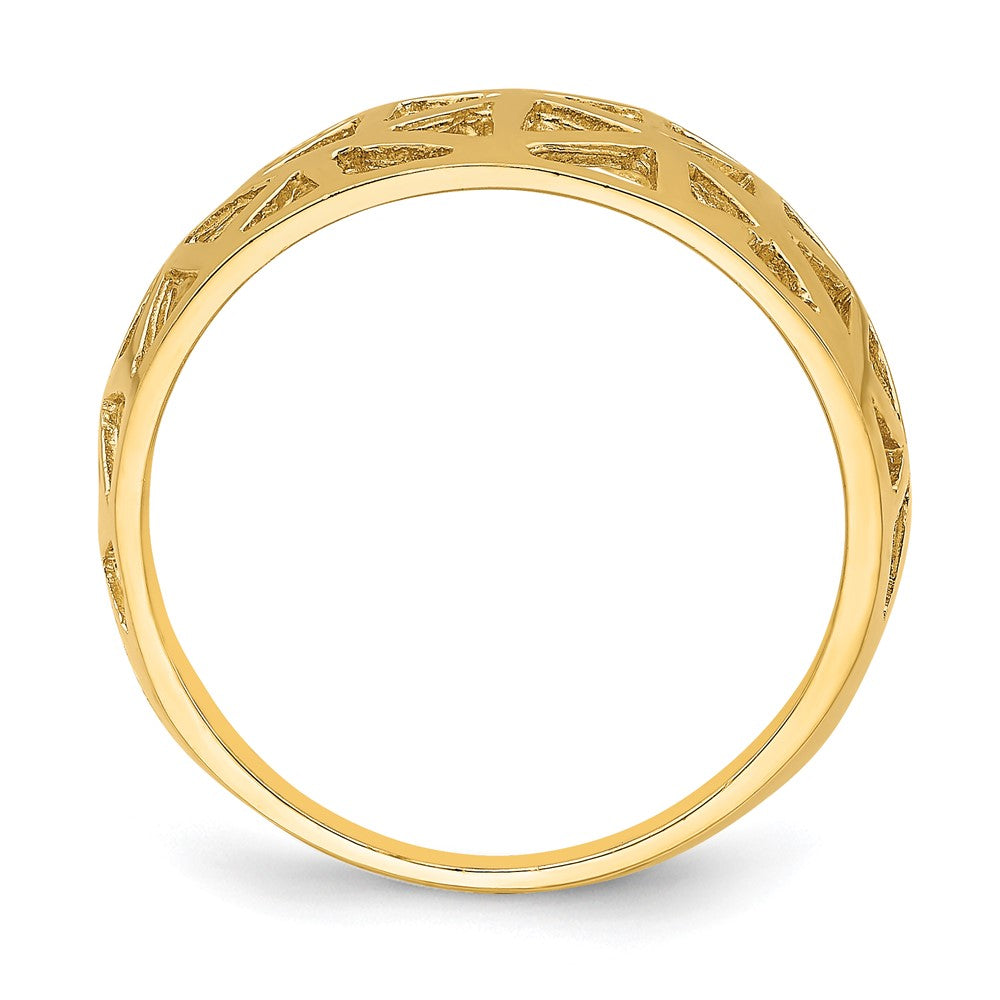 14K Gelbgold Ring mit Dreieck-Cut-out-Muster in Bombenform