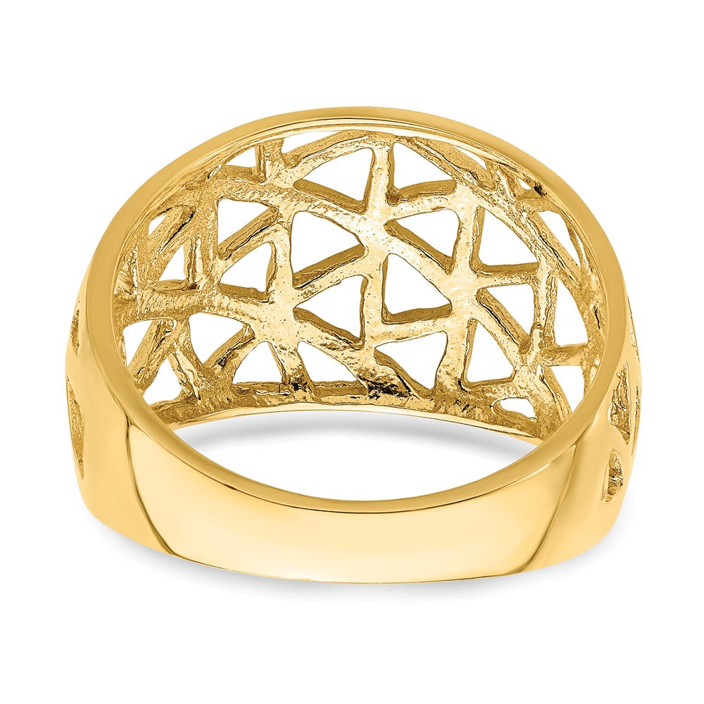 14K Gelbgold Ring mit Dreieck-Cut-out-Muster in Bombenform