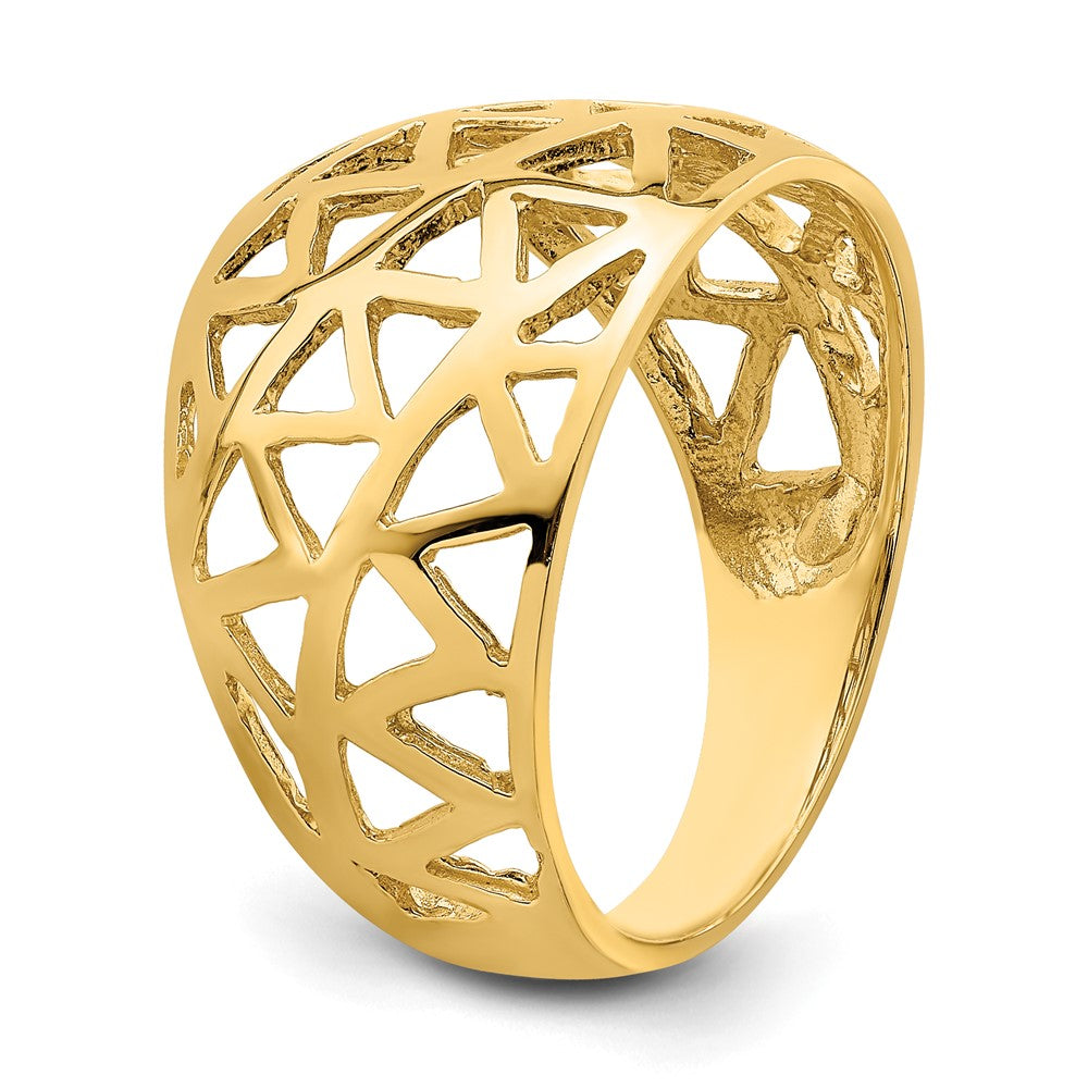 14K Gelbgold Ring mit Dreieck-Cut-out-Muster in Bombenform