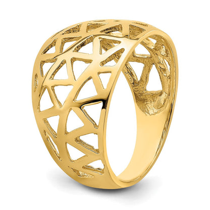 14K Gelbgold Ring mit Dreieck-Cut-out-Muster in Bombenform