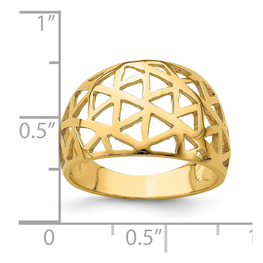 14K Gelbgold Ring mit Dreieck-Cut-out-Muster in Bombenform