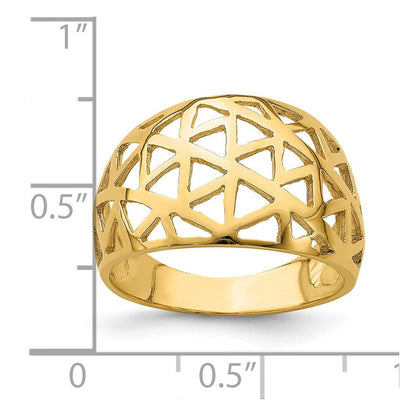 14K Gelbgold Ring mit Dreieck-Cut-out-Muster in Bombenform
