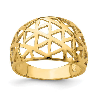 14K Gelbgold Ring mit Dreieck-Cut-out-Muster in Bombenform