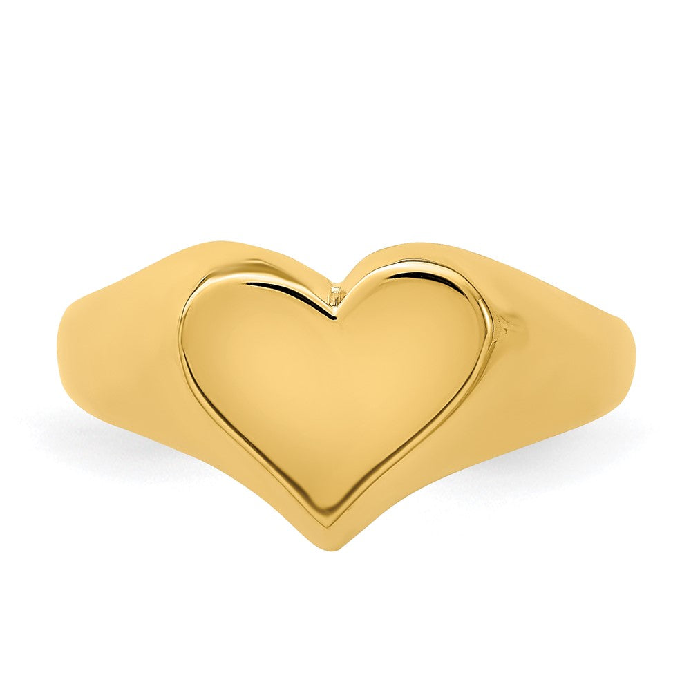 14K Gelbgold massiver Herz-Siegelring
