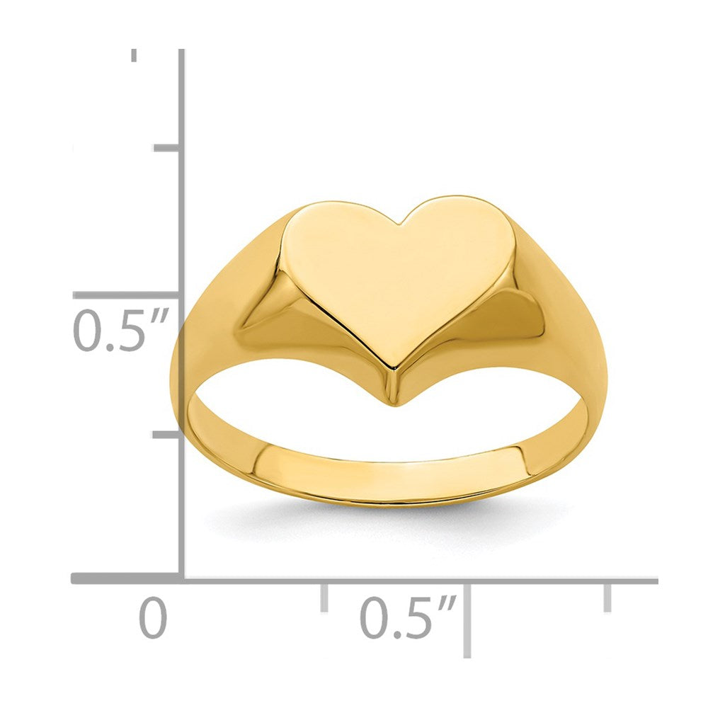 14K Gelbgold massiver Herz-Siegelring