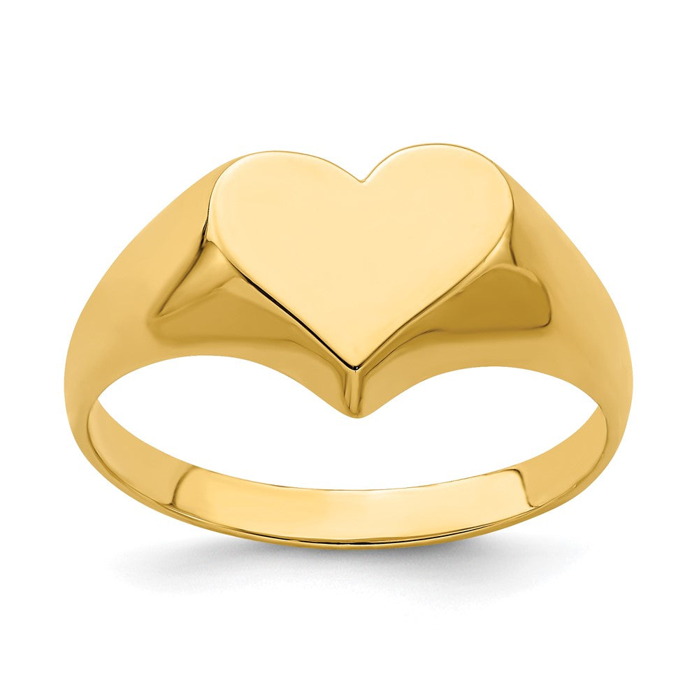 14K Gelbgold massiver Herz-Siegelring
