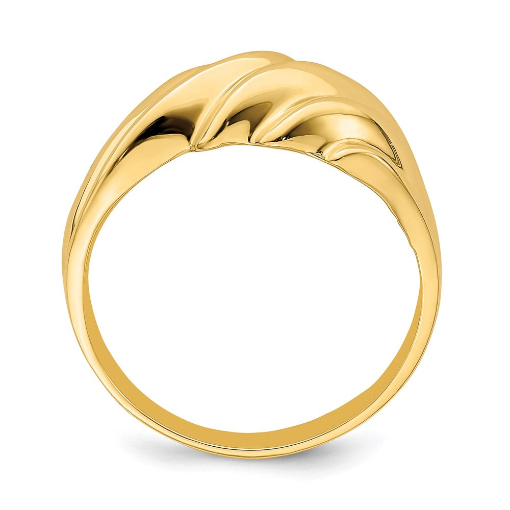 14K Gelbgold Ring mit Wellenmuster und Domdesign