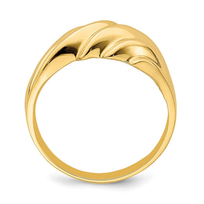 14K Gelbgold Ring mit Wellenmuster und Domdesign