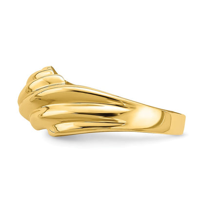 14K Gelbgold Ring mit Wellenmuster und Domdesign