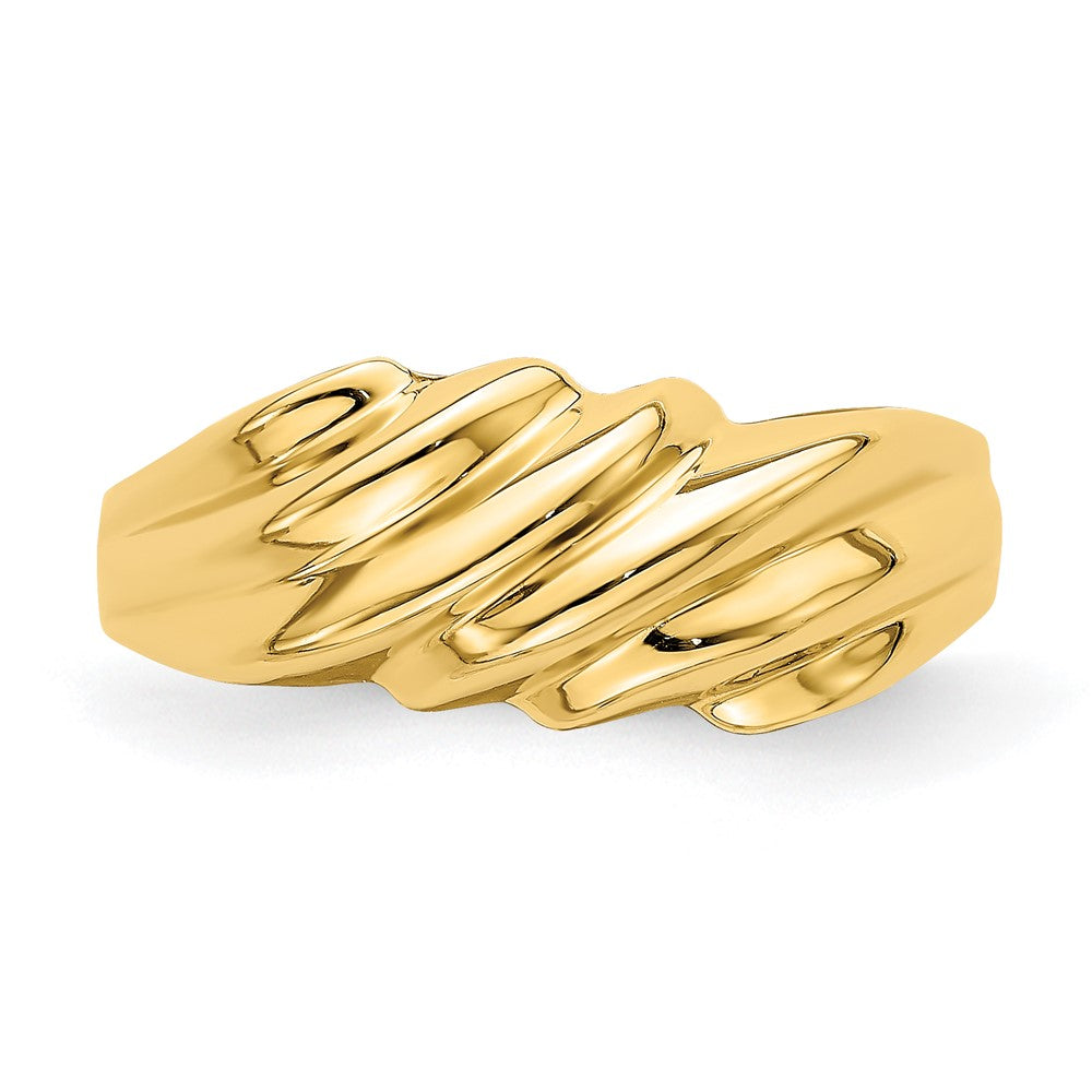 14K Gelbgold Ring mit Wellenmuster und Domdesign