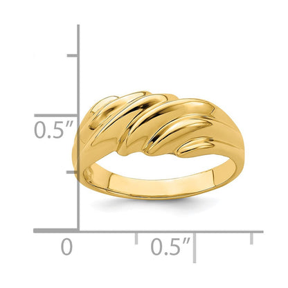 14K Gelbgold Ring mit Wellenmuster und Domdesign