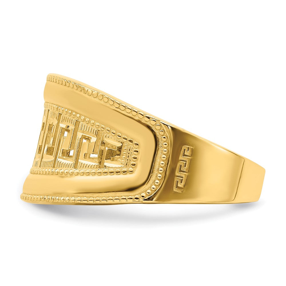 14K Gelbgold Ring mit sich verjüngendem griechischem Mäandermuster