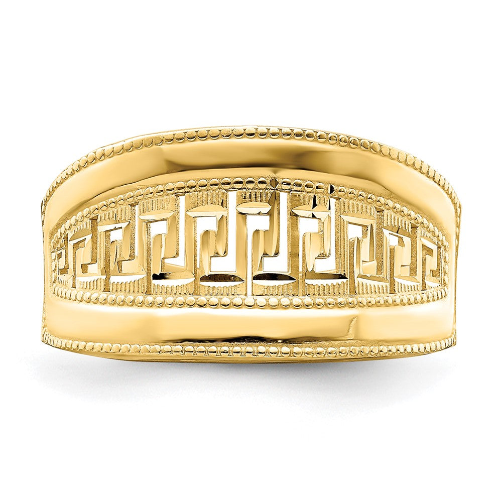14K Gelbgold Ring mit sich verjüngendem griechischem Mäandermuster