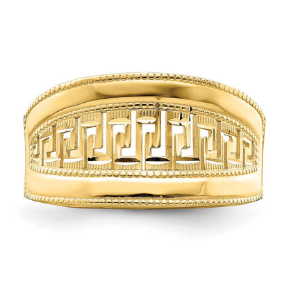 14K Gelbgold Ring mit sich verjüngendem griechischem Mäandermuster