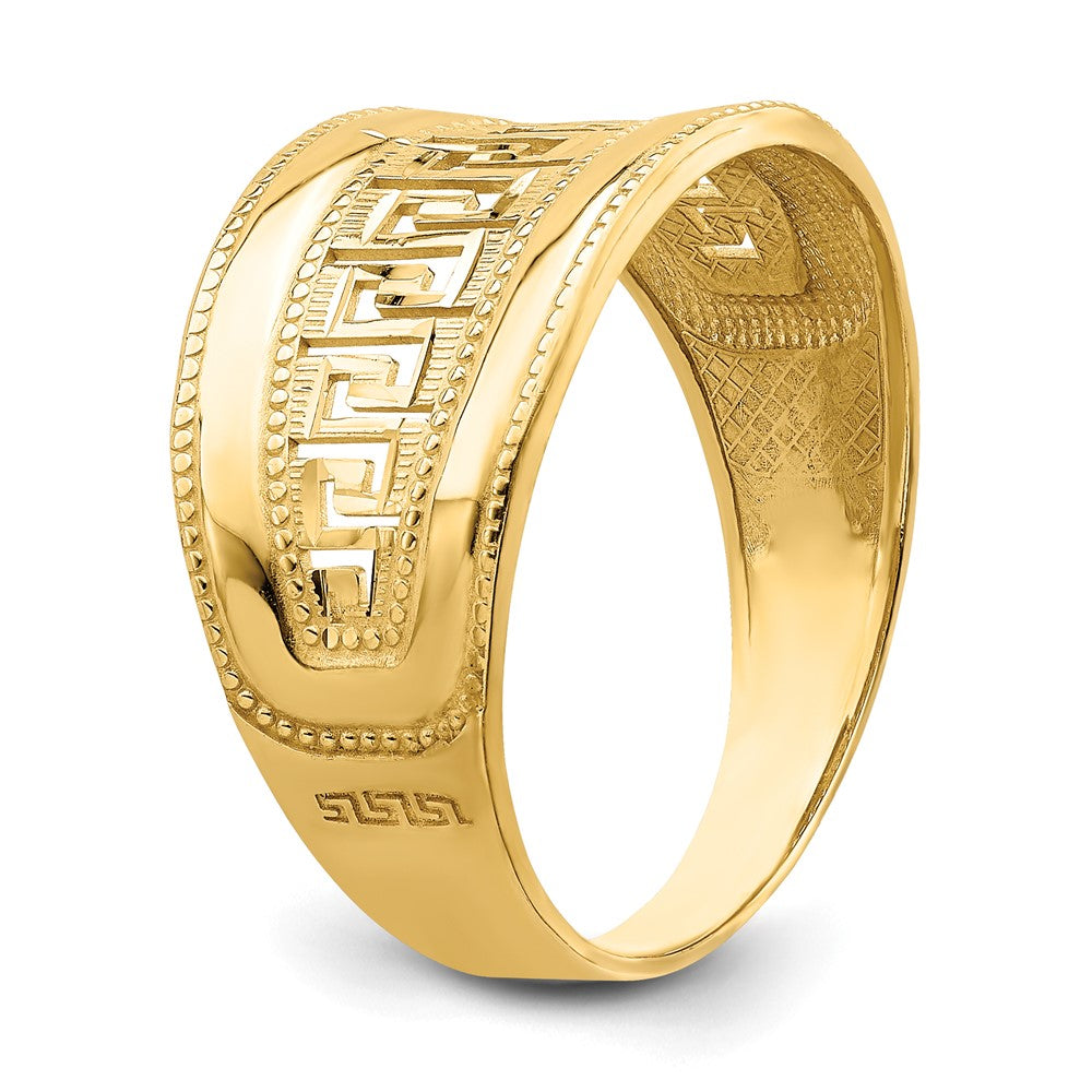 14K Gelbgold Ring mit sich verjüngendem griechischem Mäandermuster