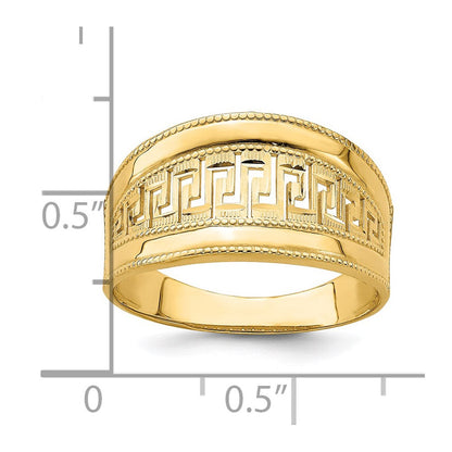 14K Gelbgold Ring mit sich verjüngendem griechischem Mäandermuster