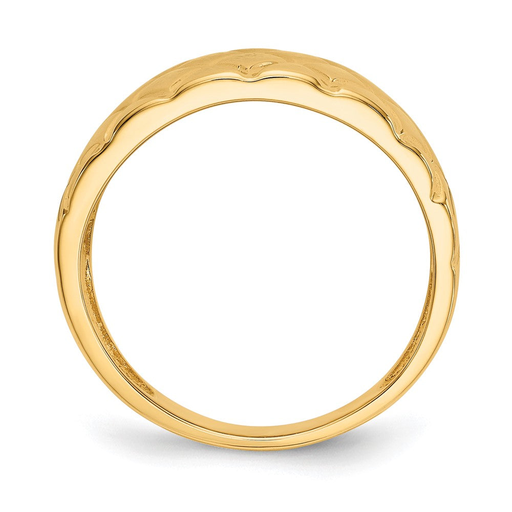 14K Gelbgold Ring mit Marquise-Muster, gewölbt