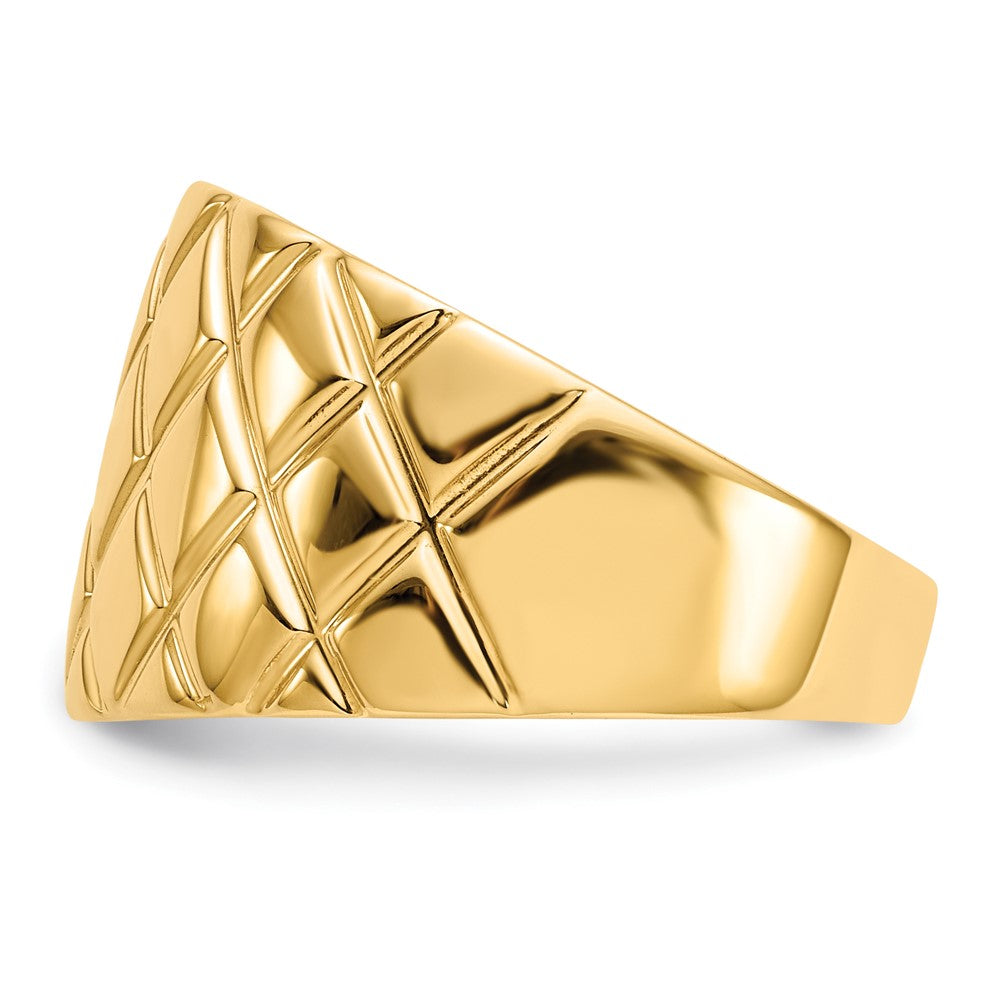 14K Gelbgold Ring mit Marquise-Muster, gewölbt