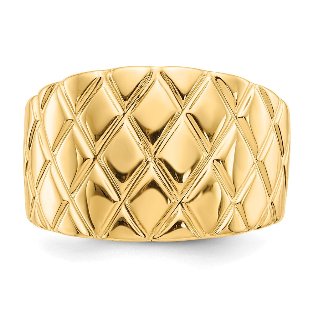14K Gelbgold Ring mit Marquise-Muster, gewölbt